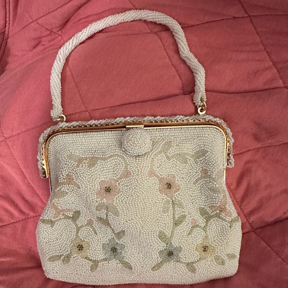 VINTAGE  Handbag  beaded  pastels